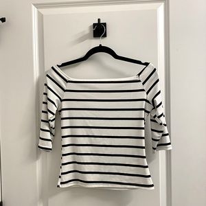 Black and white striped off shoulder top